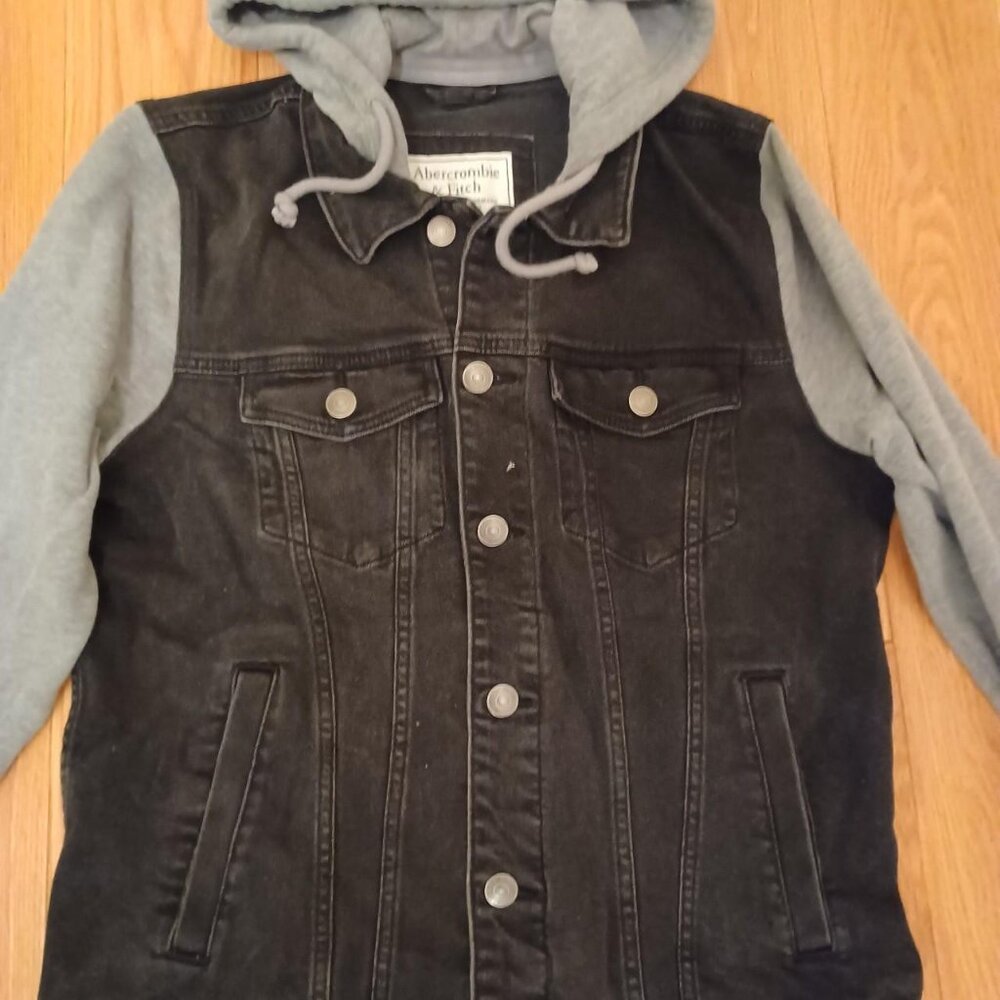 Abercrombie & Fitch Men's Black and Gray Hoodie Jacket - Picture 2 of 7